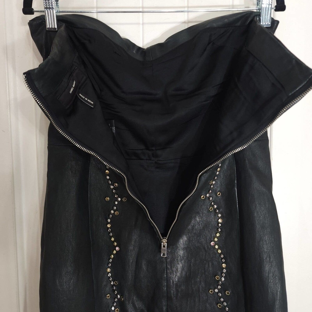Isabel Marant Womens Dress Diana Black Lamb Leather Studded Strapless Mini Y2K 8 - Picture 9 of 12